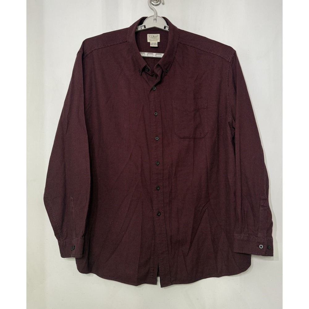 L.L. Bean Wicked Good Flannel Shirt Mens 3XL XXXL Red Houndstooth Cotton Pocket